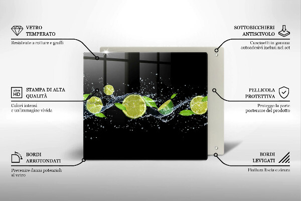 Üveg vágódeszka Lime mentavíz