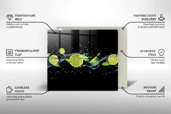 Üveg vágódeszka Lime mentavíz