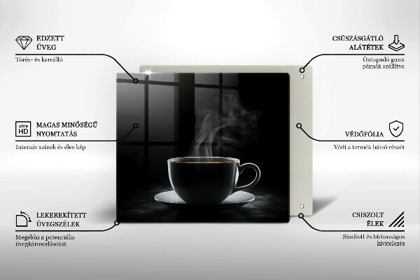 Üveg vágódeszka Forró csésze kávé