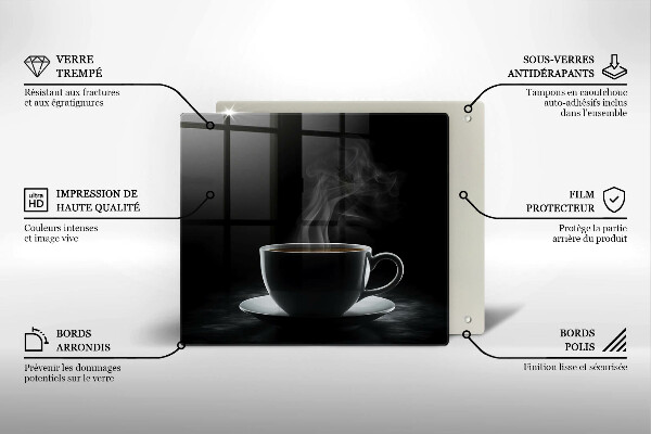 Üveg vágódeszka Forró csésze kávé