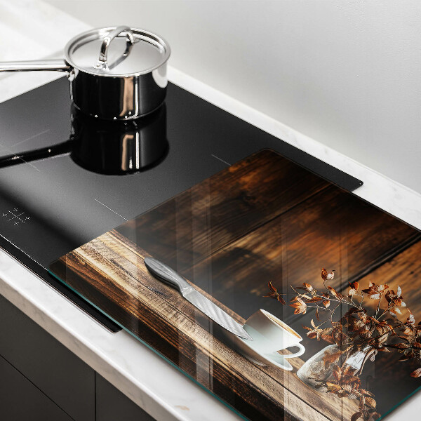 Üveg vágódeszka Kávéscsésze és fa