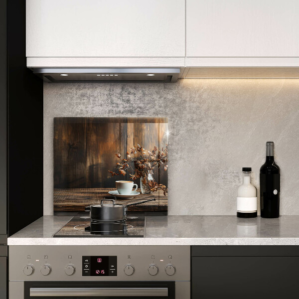 Üveg vágódeszka Kávéscsésze és fa