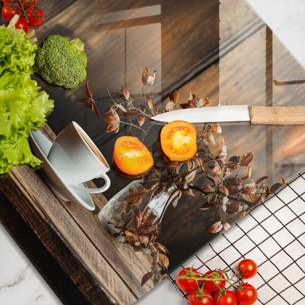 Üveg vágódeszka Kávéscsésze és fa