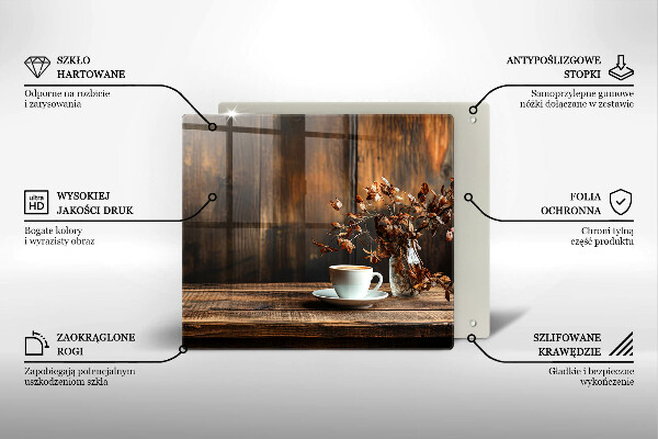 Üveg vágódeszka Kávéscsésze és fa