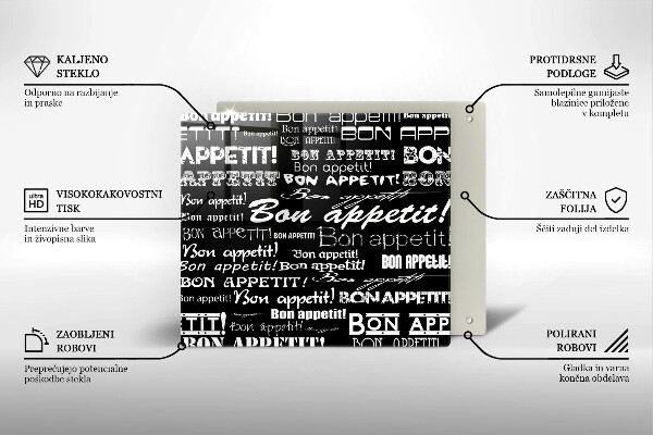 Üveg vágódeszka Bon appetit