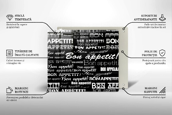 Üveg vágódeszka Bon appetit