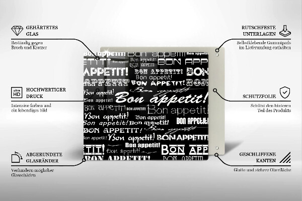 Üveg vágódeszka Bon appetit