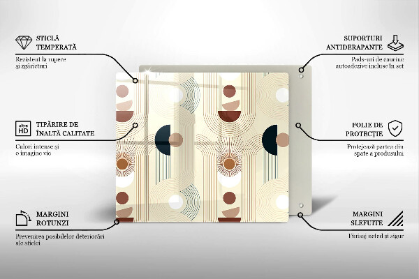Üveg vágódeszka Boho geometriai formák