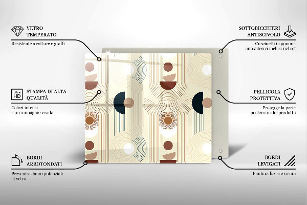 Üveg vágódeszka Boho geometriai formák