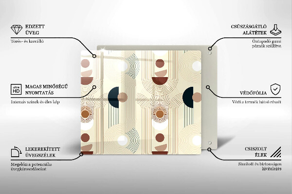 Üveg vágódeszka Boho geometriai formák