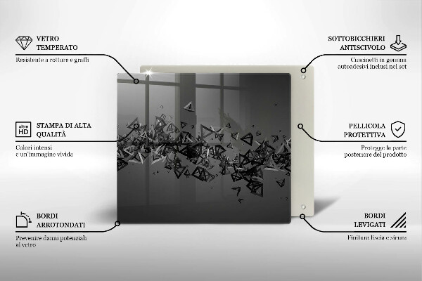 Üveg vágódeszka Absztrakt 3D-s formák