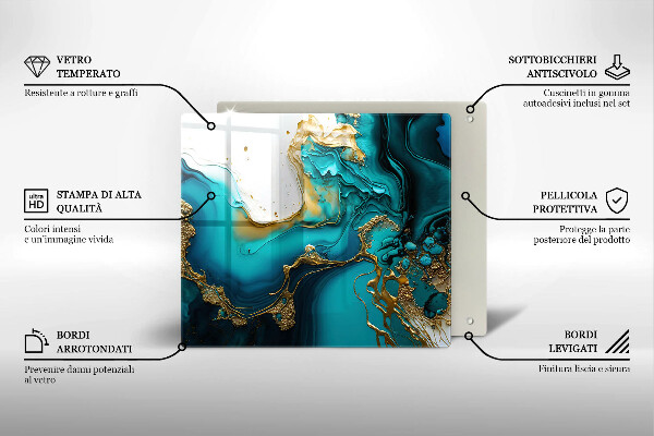 Üveg vágódeszka Türkiz absztrakció