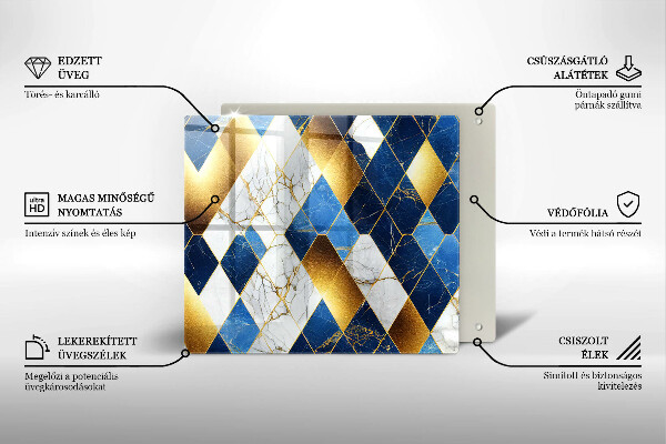 Üveg vágódeszka Arany márványrombuszok