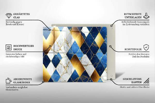 Üveg vágódeszka Arany márványrombuszok