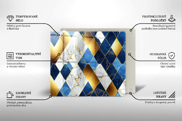 Üveg vágódeszka Arany márványrombuszok