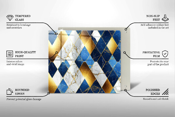 Üveg vágódeszka Arany márványrombuszok