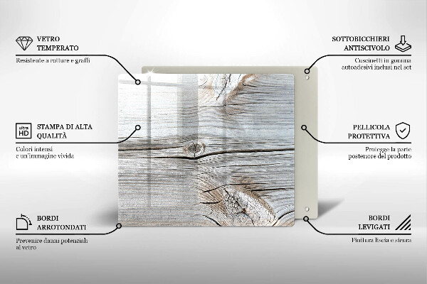 Üveg vágódeszka Világos fa szerkezet