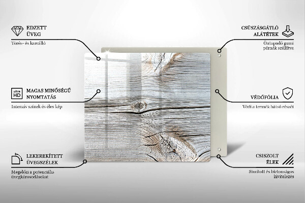 Üveg vágódeszka Világos fa szerkezet