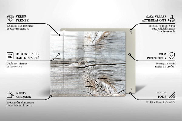 Üveg vágódeszka Világos fa szerkezet