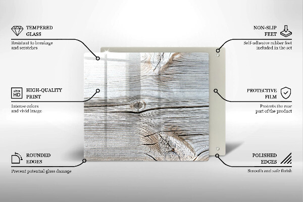 Üveg vágódeszka Világos fa szerkezet