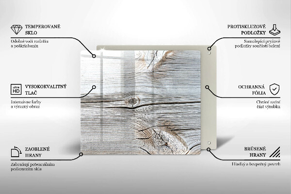 Üveg vágódeszka Világos fa szerkezet