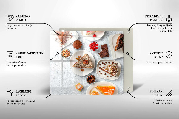 Üveg vágódeszka A torta édessége