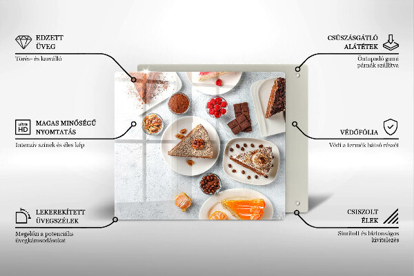 Üveg vágódeszka A torta édessége