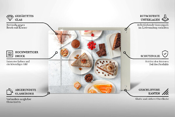 Üveg vágódeszka A torta édessége