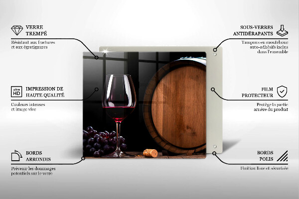 Üveg vágódeszka Hordós borospohár