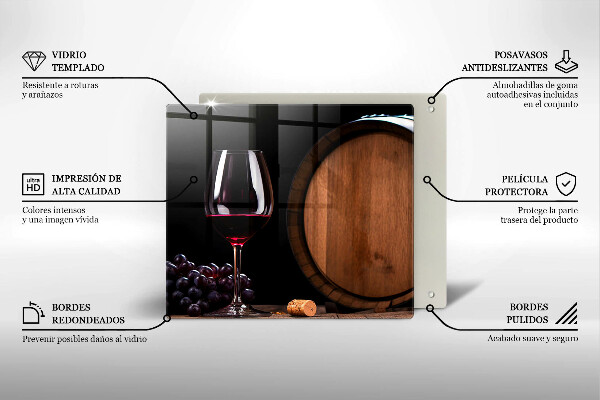 Üveg vágódeszka Hordós borospohár