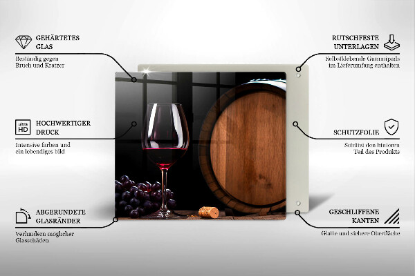 Üveg vágódeszka Hordós borospohár