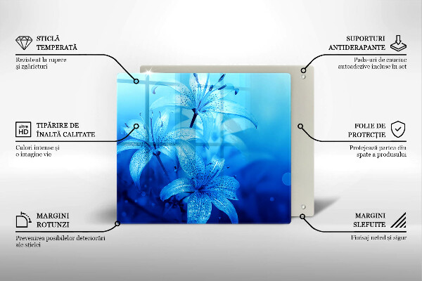 Üveg vágódeszka Kék virágok