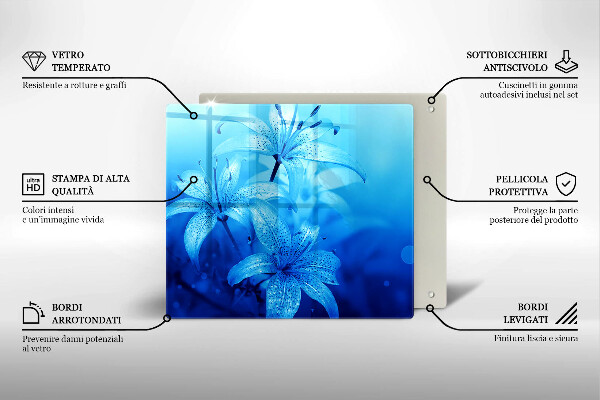 Üveg vágódeszka Kék virágok