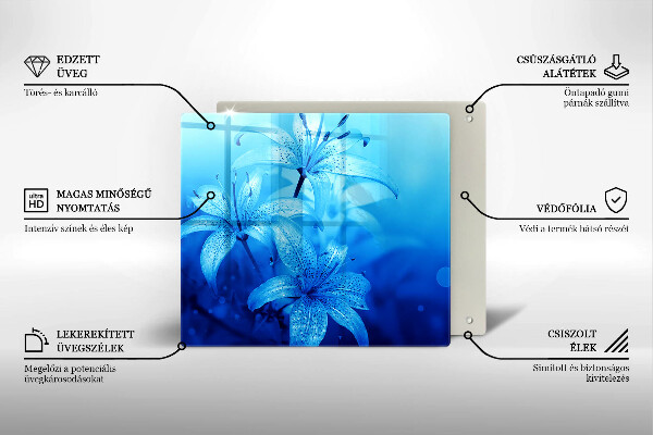 Üveg vágódeszka Kék virágok