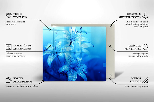 Üveg vágódeszka Kék virágok