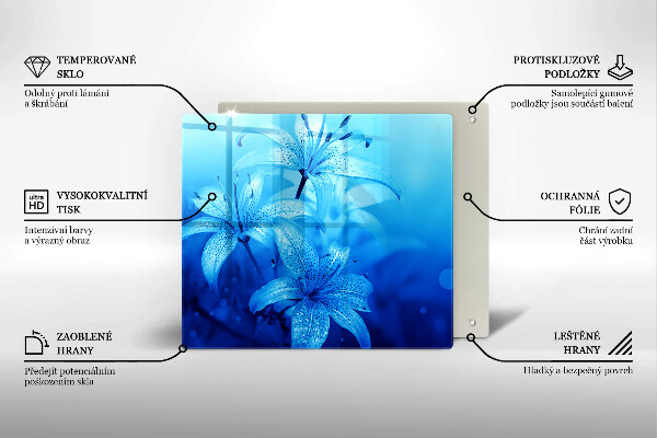 Üveg vágódeszka Kék virágok