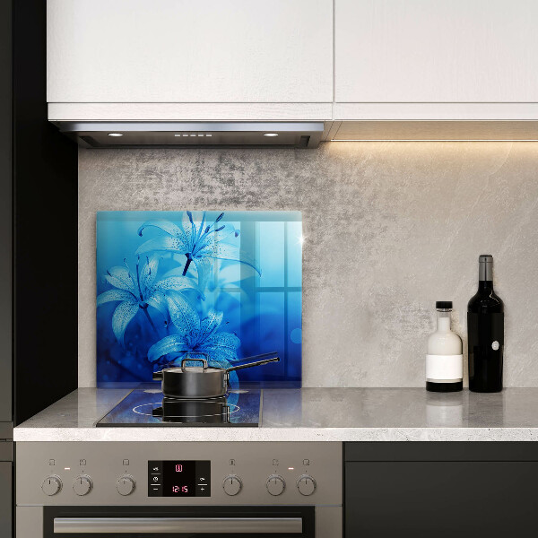 Üveg vágódeszka Kék virágok