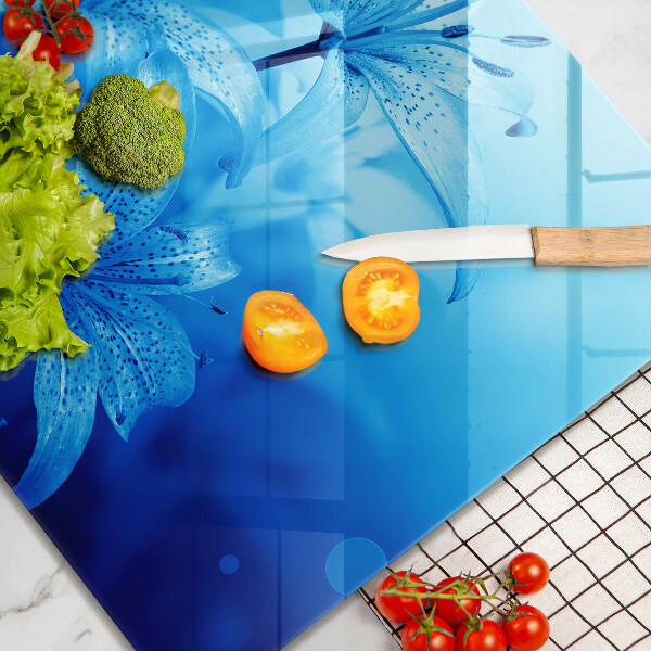Üveg vágódeszka Kék virágok