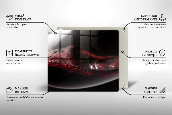 Üveg vágódeszka Vörösbor egy pohárban