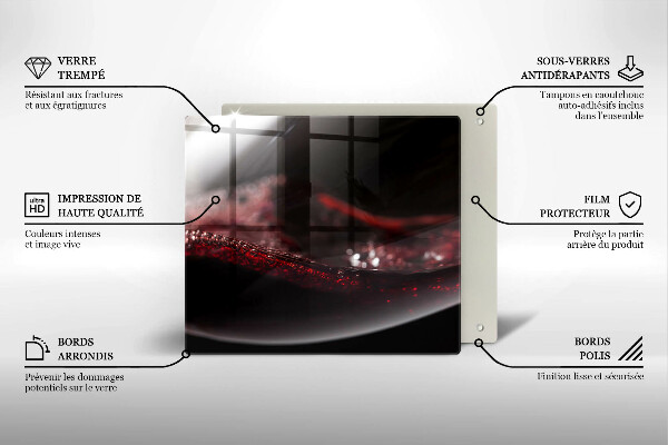 Üveg vágódeszka Vörösbor egy pohárban