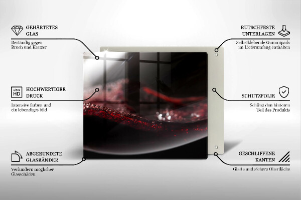 Üveg vágódeszka Vörösbor egy pohárban