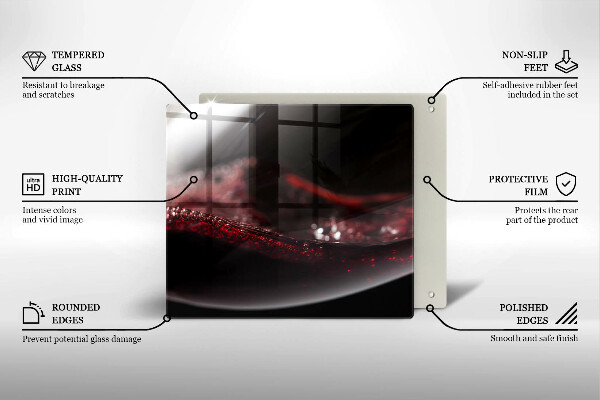 Üveg vágódeszka Vörösbor egy pohárban