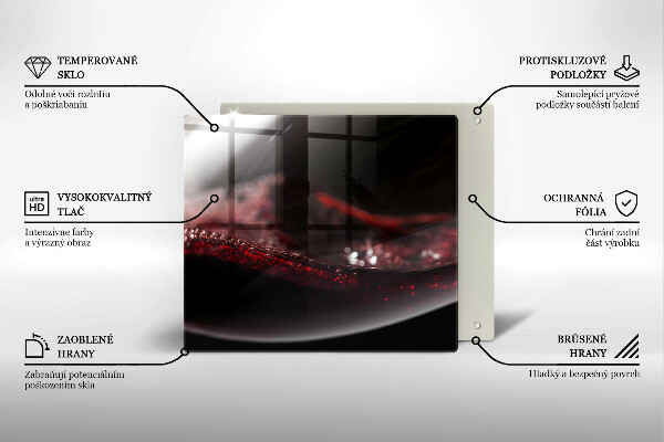 Üveg vágódeszka Vörösbor egy pohárban