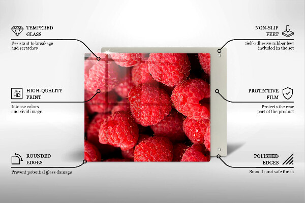 Üveg vágódeszka Málna gyümölcs