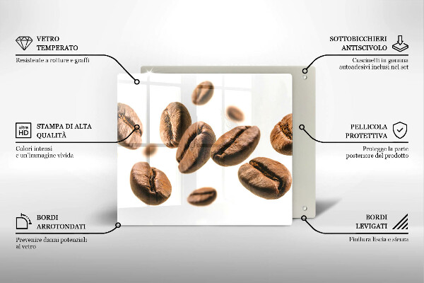 Üveg vágódeszka Kávébab