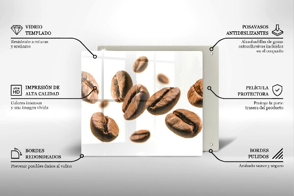 Üveg vágódeszka Kávébab