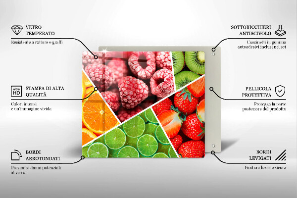 Üveg vágódeszka Színes gyümölcsök