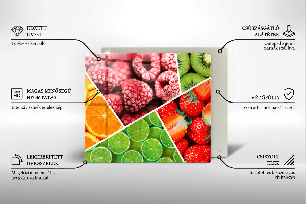 Üveg vágódeszka Színes gyümölcsök