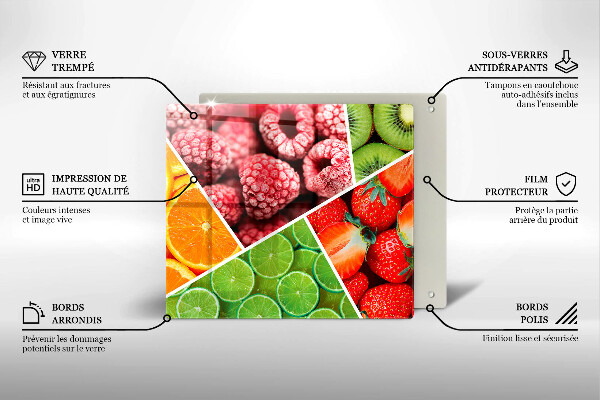 Üveg vágódeszka Színes gyümölcsök