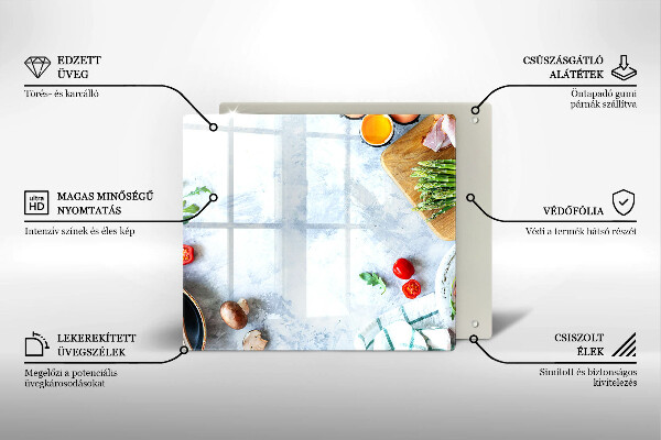 Üveg vágódeszka Hozzávalók a konyhában